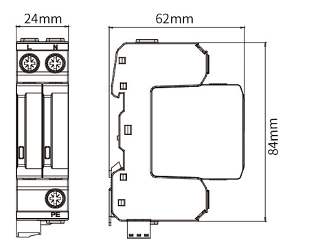 Dimensions of 40kA AC Power SPD