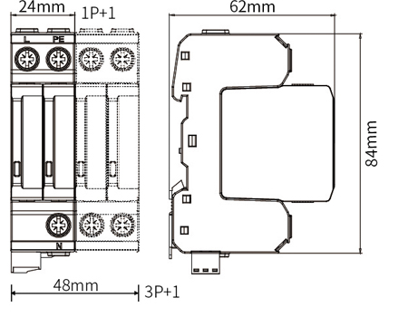 Dimensions of 40kA AC Power SPD